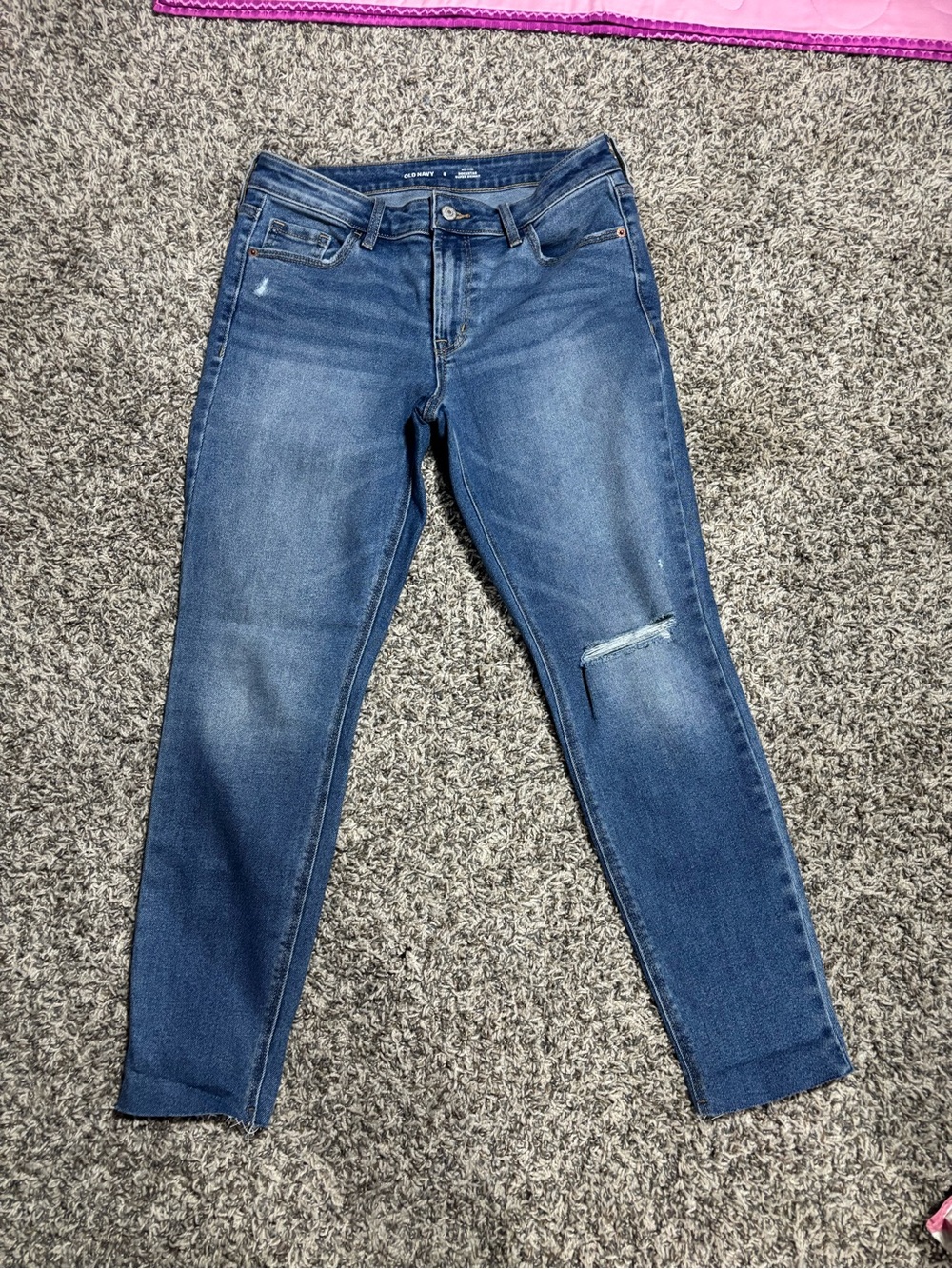 Old Navy Blue Skinny Jeans with Knee Distress